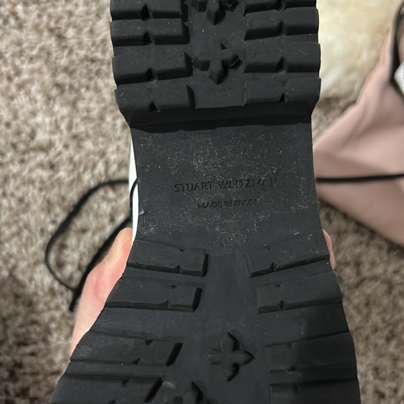 Stuart Weitzman Round Toe Block Heel Lace-Up Leather Combat Boots (size 8) - Picture 13 of 14